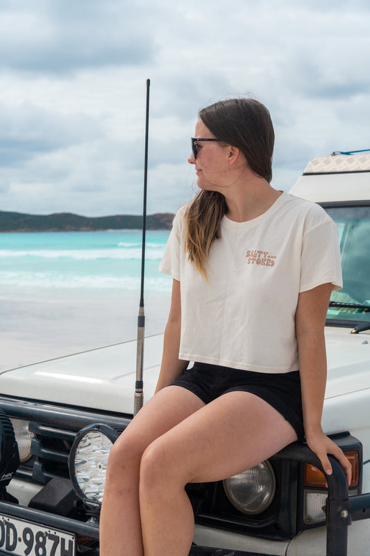 Salty and stoked women crop troopy